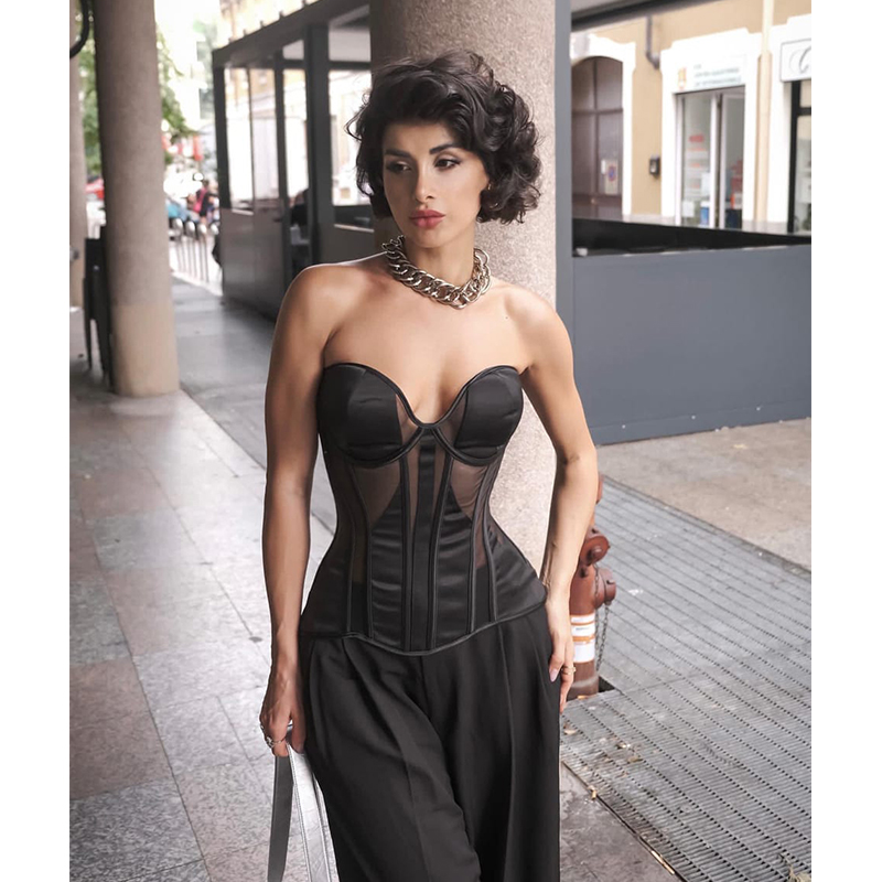 Boning Corset Steel - Çelik kemik kadınlar seksi örgü sutyen