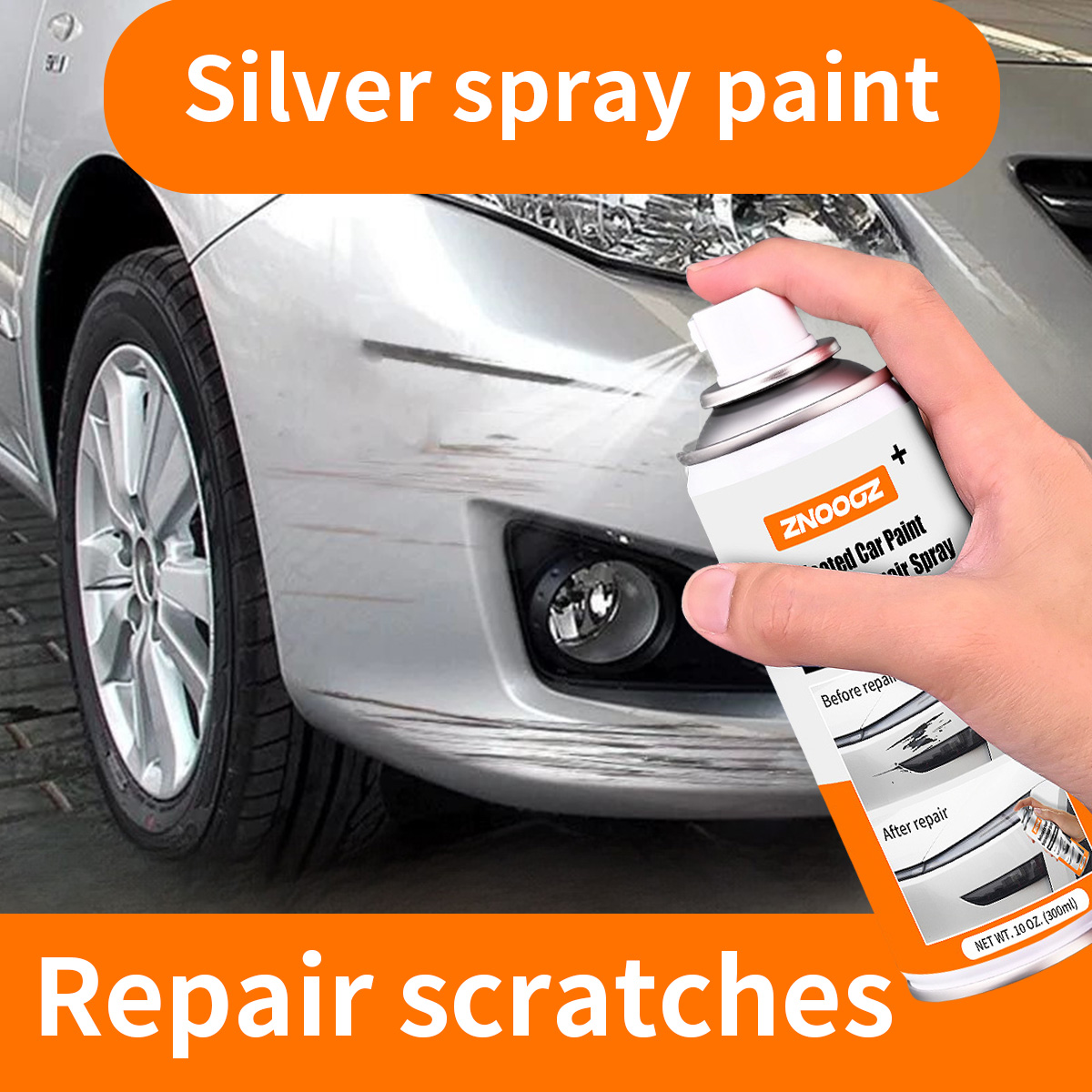 Metallic Spray Paint - Gümüş Araba Çizik Onarım Sprey Araba